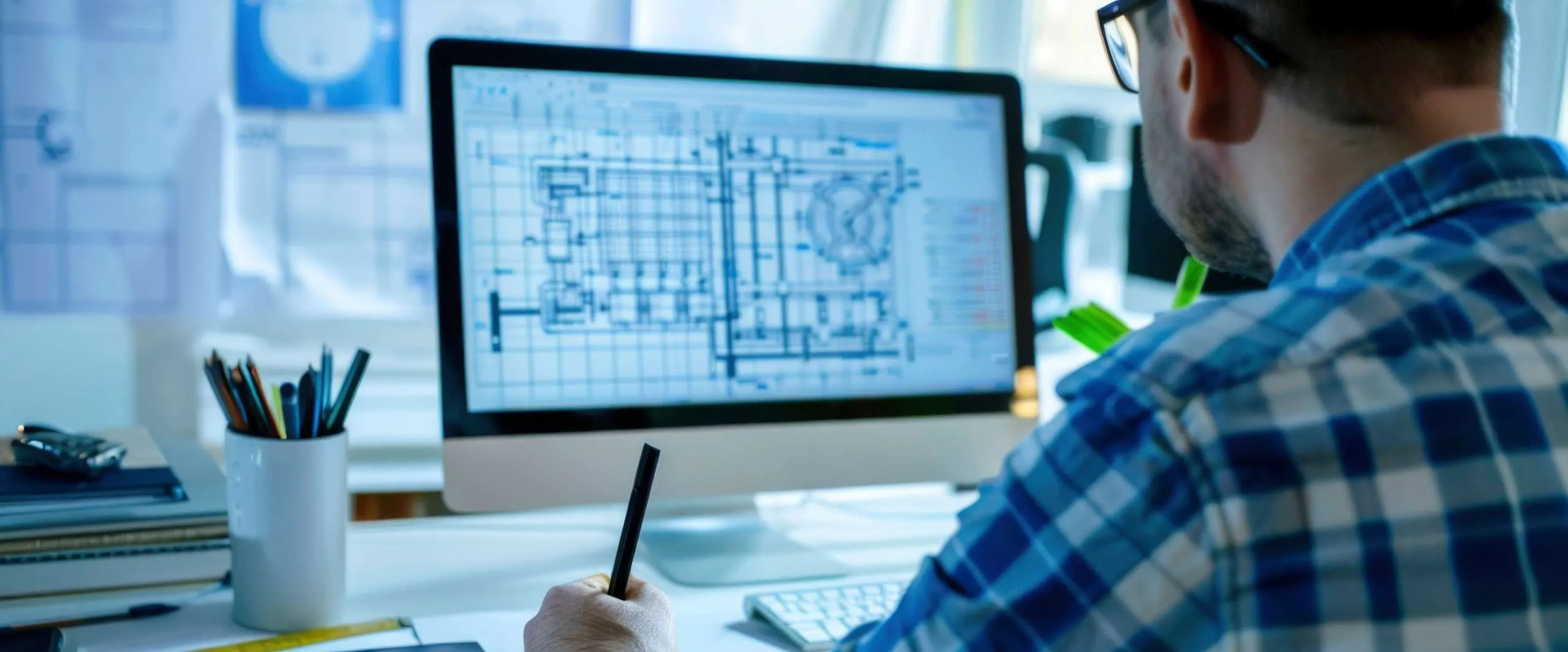Engineer working on geometric dimensioning and tolerancing (GD&T) in CAD software for precise design