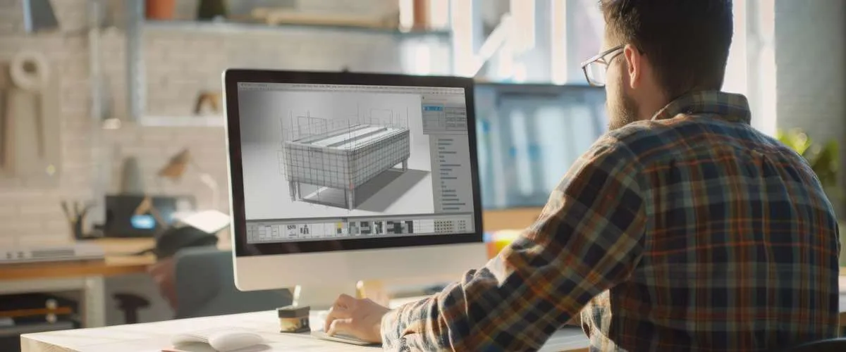 Engineer working on BIM model with Bill of Materials for construction project