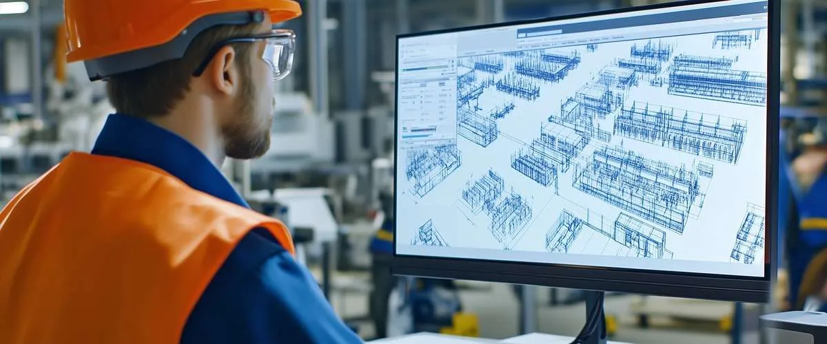 BIM services for industrial projects with engineer reviewing 3D models on screen