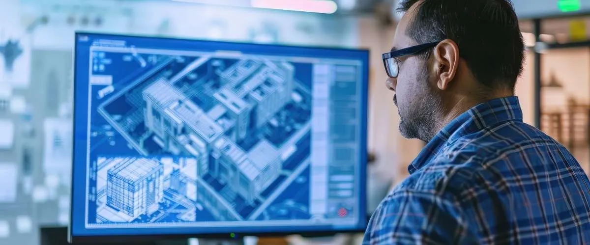 Engineer reviewing detailed 3D product design on screen using CAD software for precise modeling